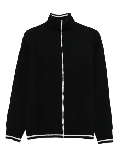 Maison Margiela High-neck Cardigan With Zip Front In Black