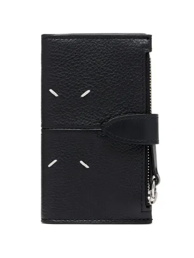 Maison Margiela Zip Leather Card Holder In Black