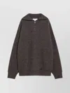 Maison Margiela Zip Neck Wool Knit Long Sleeve Sweater In Gray