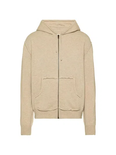 Maison Margiela Zip-up Walnut Sweatshirt With Spacious Hood