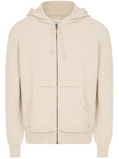 Maison Margiela Zipped Hoodie In Nude