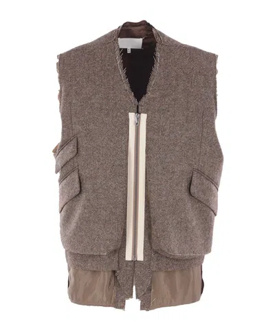 Maison Margiela Zipper Vest In Gray