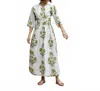 Maison Marigold Como Wrap Maxi Dress In Green Flower In White