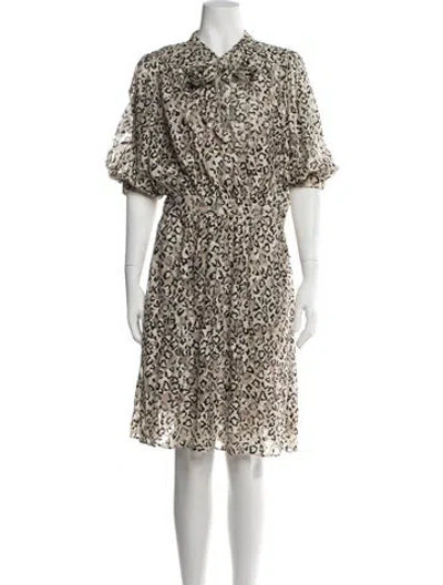 Pre-owned Maison Mayle Animal Print Knee-length Dress In Neutrals
