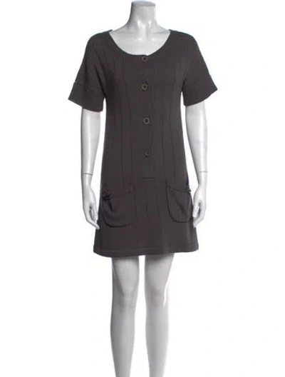 Pre-owned Maison Mayle Crew Neck Mini Dress In Gray