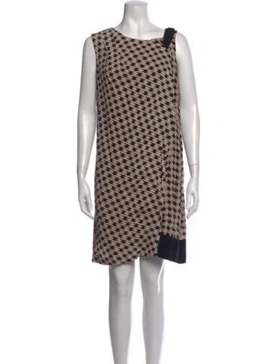 Pre-owned Maison Mayle Houndstooth Print Mini Dress In Neutrals