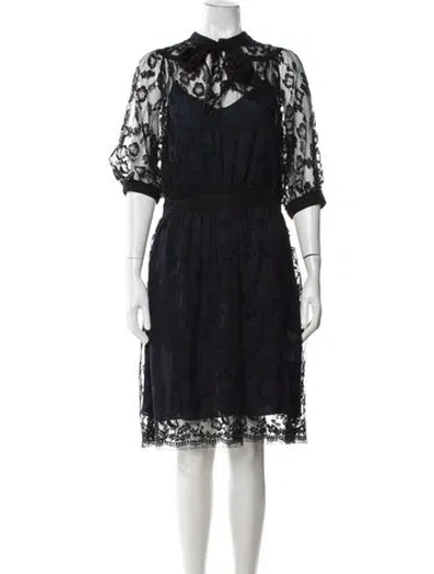 Pre-owned Maison Mayle Lace Pattern Mini Dress In Blue