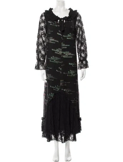 Pre-owned Maison Mayle Printed Long Dress In Black