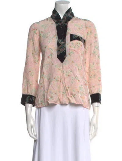 Pre-owned Maison Mayle Silk Floral Print Blouse In Pink