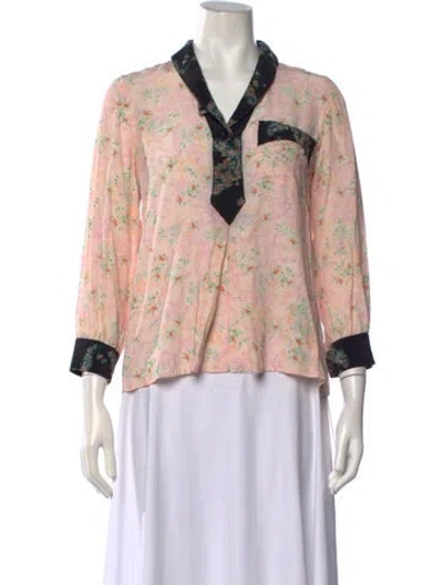 Pre-owned Maison Mayle Silk Floral Print Blouse In Pink