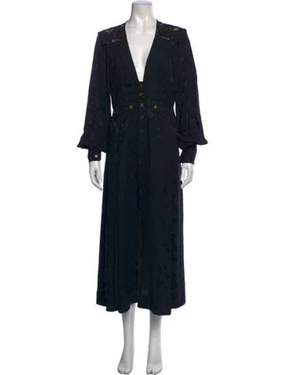 Pre-owned Maison Mayle Silk Long Dress In Black