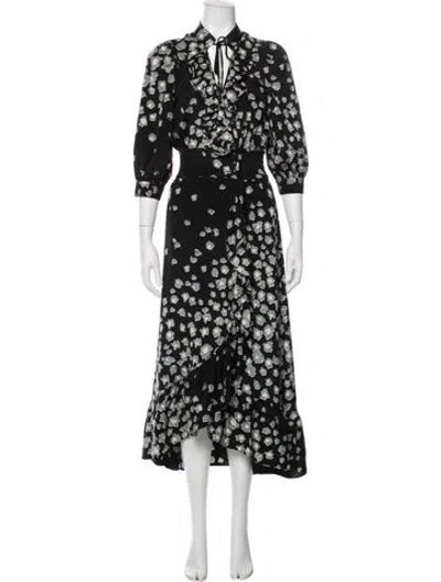Pre-owned Maison Mayle Silk Long Dress In Blue