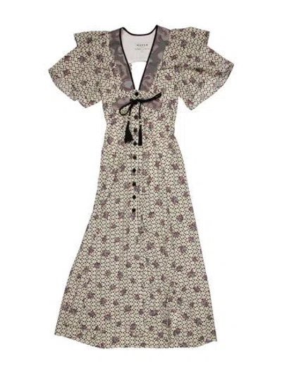 Pre-owned Maison Mayle Silk Long Dress In Neutral