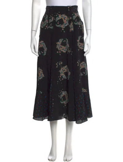 Pre-owned Maison Mayle Silk Long Skirt In Black