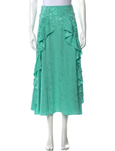Pre-owned Maison Mayle Silk Long Skirt W/ Tags In Green