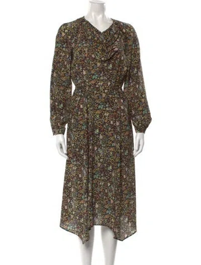 Pre-owned Maison Mayle Silk Midi Length Dress In Black