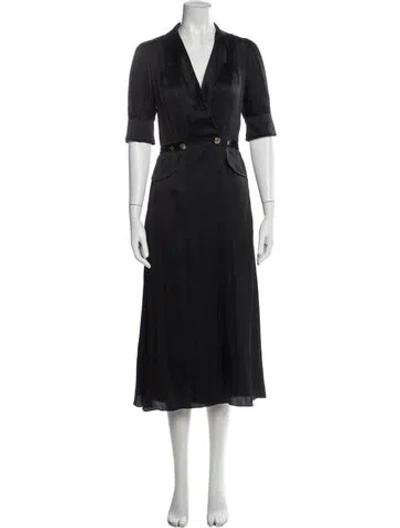 Pre-owned Maison Mayle Silk Midi Length Dress In Black