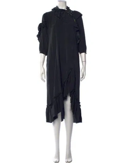 Pre-owned Maison Mayle Silk Midi Length Dress In Black/blue