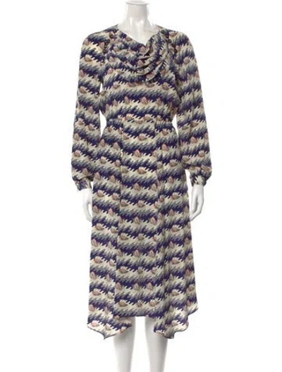 Pre-owned Maison Mayle Silk Midi Length Dress In Blue