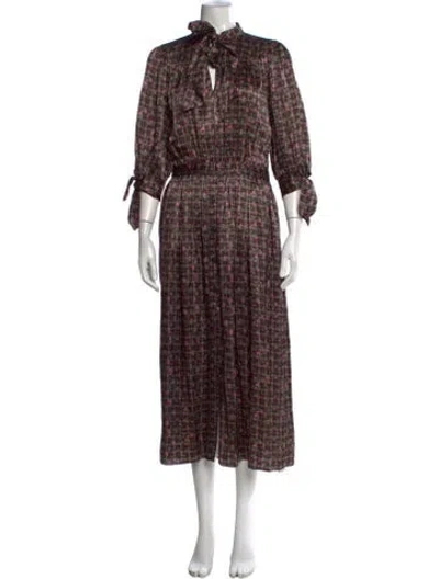Pre-owned Maison Mayle Silk Midi Length Dress In Brown