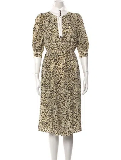 Pre-owned Maison Mayle Silk Midi Length Dress In Neutral