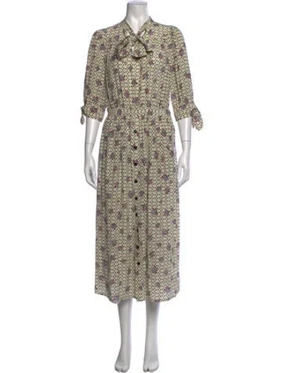 Pre-owned Maison Mayle Silk Midi Length Dress In Neutrals