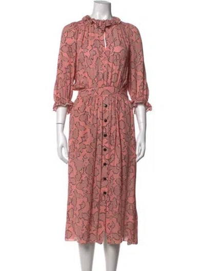 Pre-owned Maison Mayle Silk Midi Length Dress In Pink