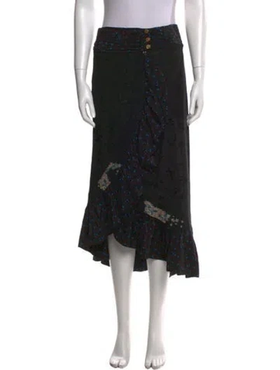 Pre-owned Maison Mayle Silk Midi Length Skirt In Black