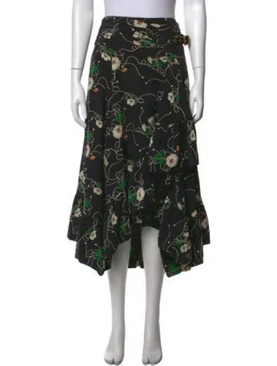 Pre-owned Maison Mayle Silk Midi Length Skirt In Black