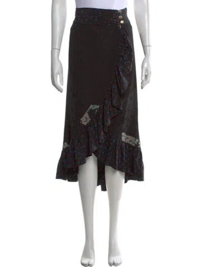 Pre-owned Maison Mayle Silk Midi Length Skirt In Black