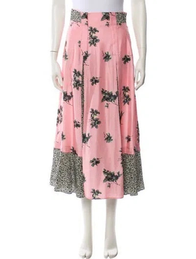 Pre-owned Maison Mayle Silk Midi Length Skirt In Pink