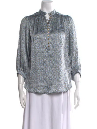 Pre-owned Maison Mayle Silk Paisley Print Blouse In Blue