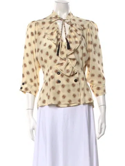 Pre-owned Maison Mayle Silk Patterned Blouse In Neutral