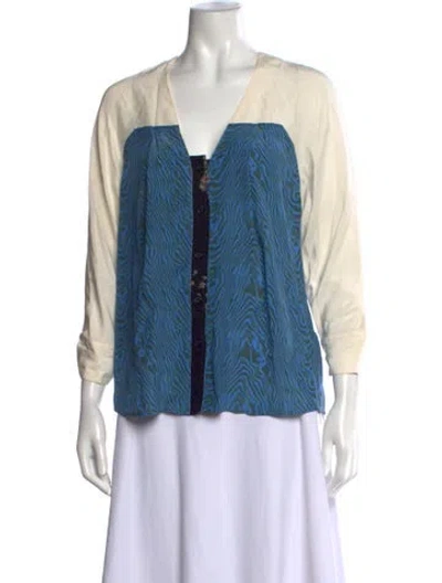 Pre-owned Maison Mayle Silk Printed Top In Blue
