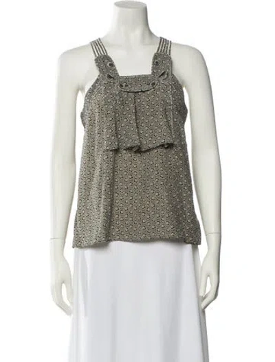 Pre-owned Maison Mayle Silk Printed Top In Neutral