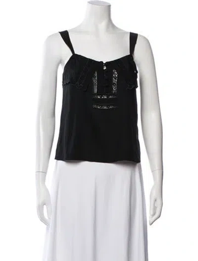 Pre-owned Maison Mayle Silk Square Neckline Top In Black