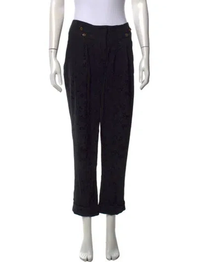 Pre-owned Maison Mayle Silk Straight Leg Pants In Black