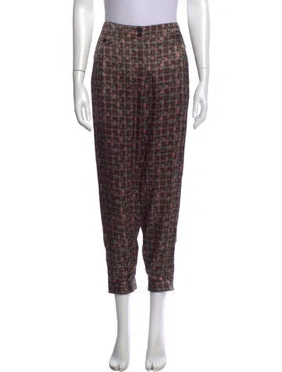 Pre-owned Maison Mayle Silk Straight Leg Pants In Brown