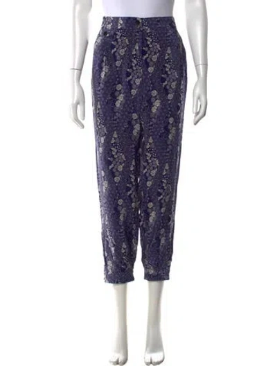 Pre-owned Maison Mayle Silk Straight Leg Pants In Purple