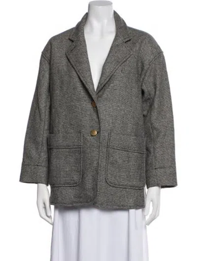 Pre-owned Maison Mayle Wool Tweed Pattern Blazer In Grey