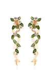 Maison Mellerio 18k Yellow Gold Foglio Earrings With Diamonds; Tsavorites And Green "guilloché" Enamel