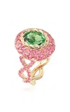 Maison Mellerio 18k Yellow Gold Green Fields Ring With Tsavorite And Sapphires Rose In Pink