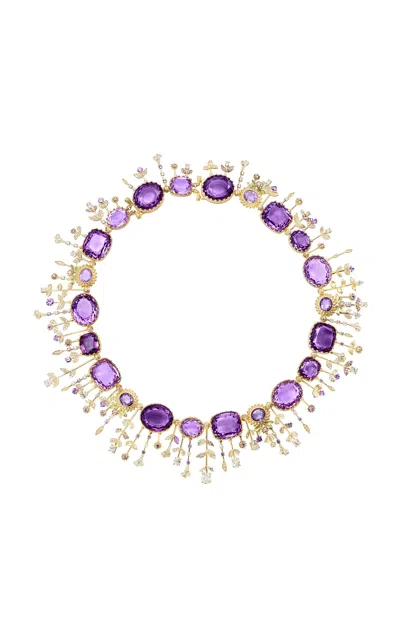 Maison Mellerio 18k Yellow Gold Jardin Pierreries Necklace Set In Purple