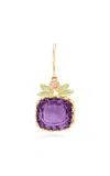 Maison Mellerio 18k Yellow Gold Pierreries Earrings With Amethyst And Flower Motif; Asymetrical Pair In Purple