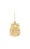 Maison Mellerio 18k Yellow Gold Pierreries Earrings With Citrine And Flower Motif On Top; Matching Pair In Pink