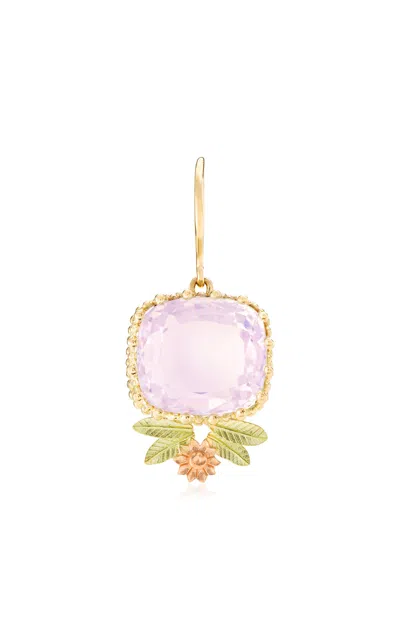 Maison Mellerio 18k Yellow Gold Pierreries Rose Earring Up And Earring Down In Pink