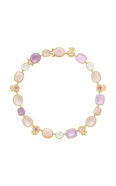 Maison Mellerio 18k Yellow Gold Pierreries Rose Necklace In Pink