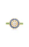 Maison Mellerio 18k Yellow Gold Vérone Blue Velvet Ring With Diamond; Sapphires And Tsavorites