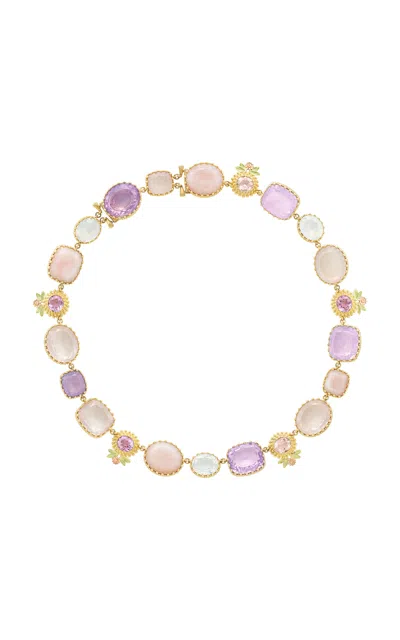 Maison Mellerio Pierreries Rose 18k Yellow Gold Multi-stone Necklace In Pink