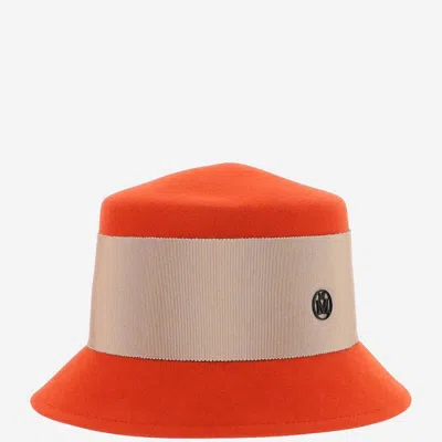 Maison Michel 1083031001 Rabbit Felt Bucket Hat In Orange